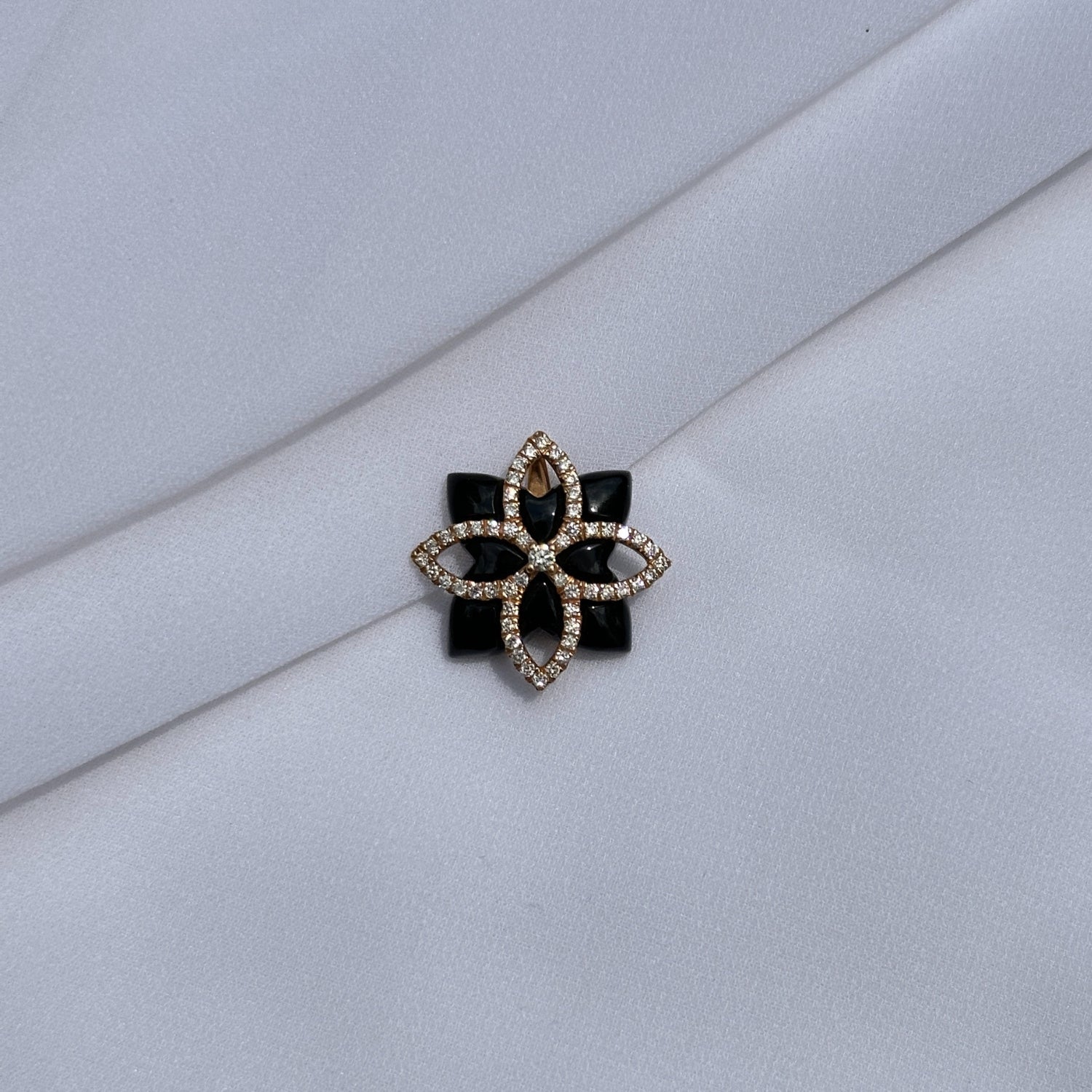 Black Onyx & Diamond 18K Gold Pendant