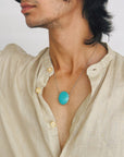 Jasper & Turquoise Double Sided Silver 925 Men's Pendant Necklace