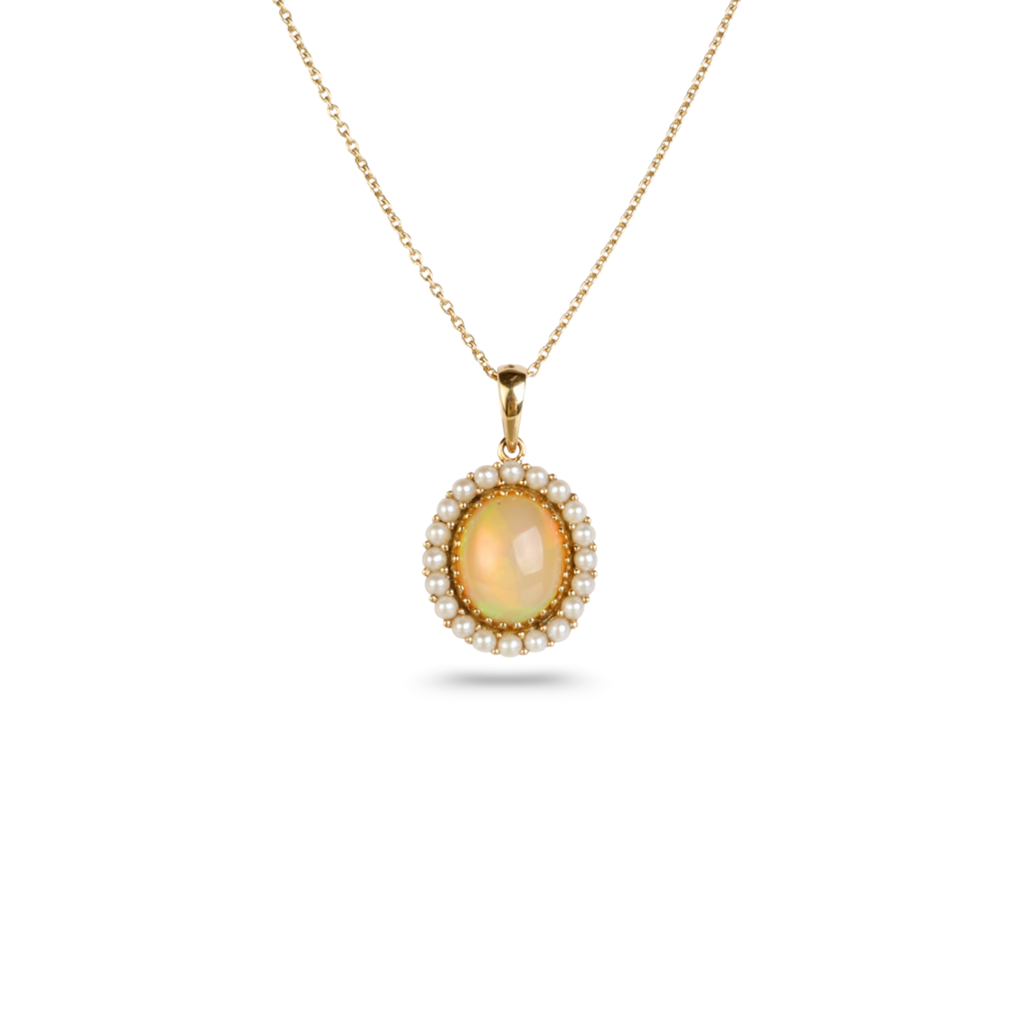 Opal & Pearl Oval 18K Gold Pendant