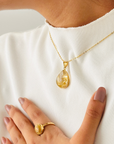 Rutile Quartz Oval 18K Gold Pendant