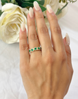 Emerald & Diamond Half Eternity Band