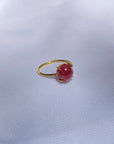 Pink Tourmaline Round 18K Gold Ring