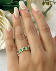 Emerald & Diamond Half Eternity Band