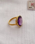 Srim Amethyst Gold Plated Silver 925 Love Ring