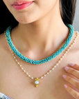 Hymn Turquoise Beaded 18K Gold Plated Silver 925 Necklace