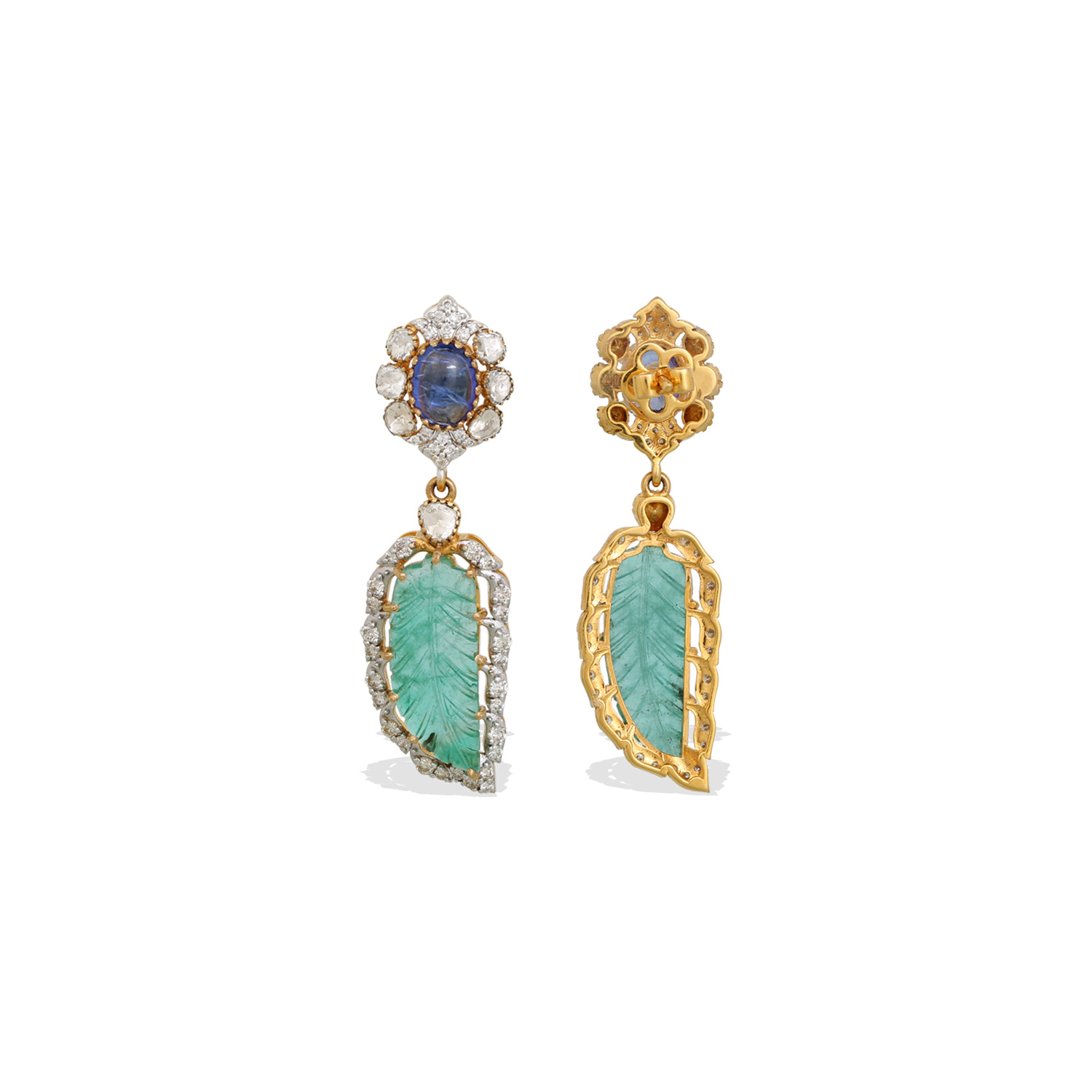 Oto Emerald and Tanzanite Earrings