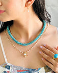 Hymn Turquoise Beaded 18K Gold Plated Silver 925 Necklace