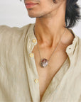 Jasper & Turquoise Double Sided Silver 925 Men's Pendant Necklace