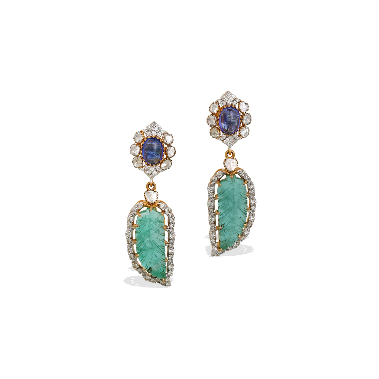 Oto Emerald and Tanzanite Earrings