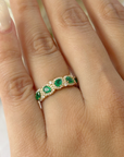 Emerald & Diamond Half Eternity Band