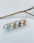 Palermo Garnet, Peridot, Blue Topaz & Citine Gemstone Silver 925 Ring