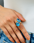 Blue Topaz Big Oval 18K Gold Ring
