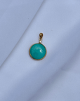 Turquoise Round 18K Gold Pendant with Diamond