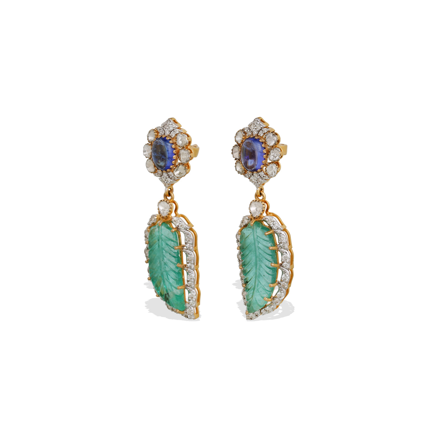 Oto Emerald and Tanzanite Earrings