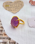 Glimmer Amethyst Gold Plated Silver 925 Love Ring