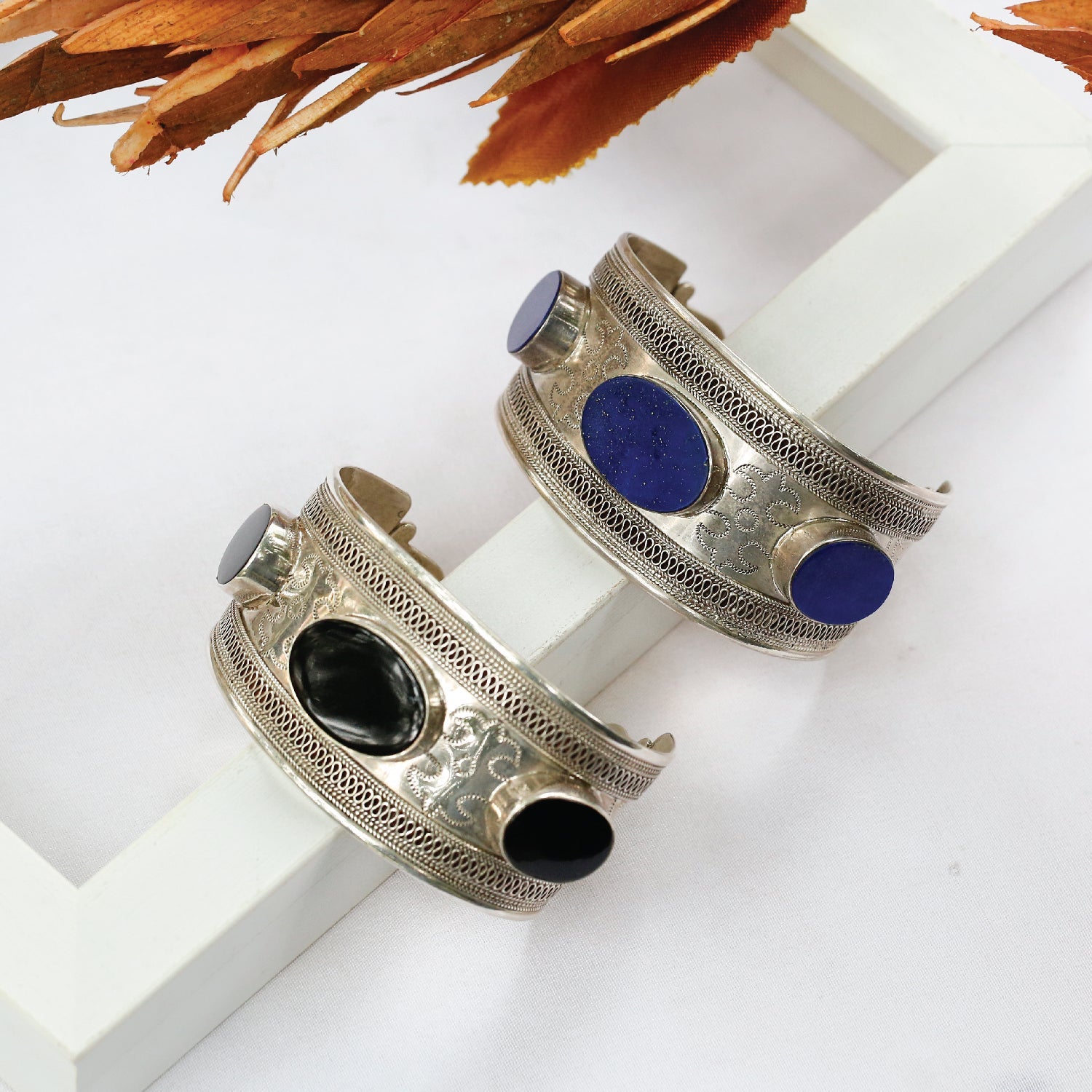 Aamna Lapis/Onyx Silver 925 Bangle