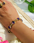 Purp Amethyst Citrine 18K Gold Plated Silver 925 Bracelet