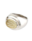 Melon Shaped Lemon Quartz Silver 925 Ring