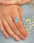 Palermo Garnet, Peridot, Blue Topaz & Citine Gemstone Silver 925 Ring