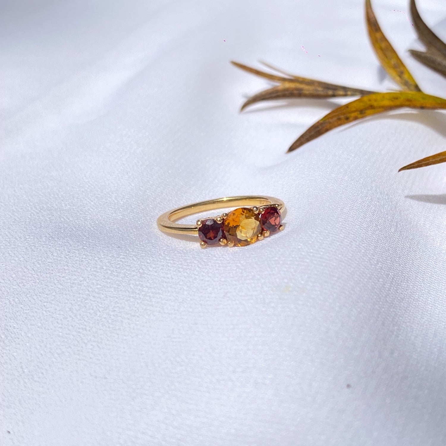 Garnet and Citrine 18K Gold Ring