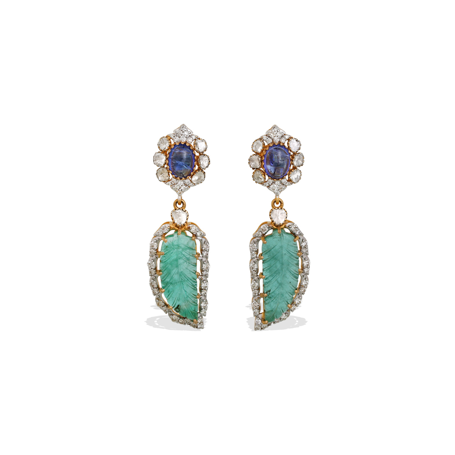 Oto Emerald and Tanzanite Earrings