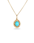 Turquoise Floral 14K Gold Pendant with Diamonds