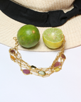 Titan 18K Gold Plated Silver 925 Tourmaline Layered Bracelet