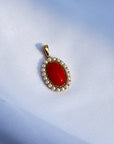 Coral & Pearl 18K Gold Pendant