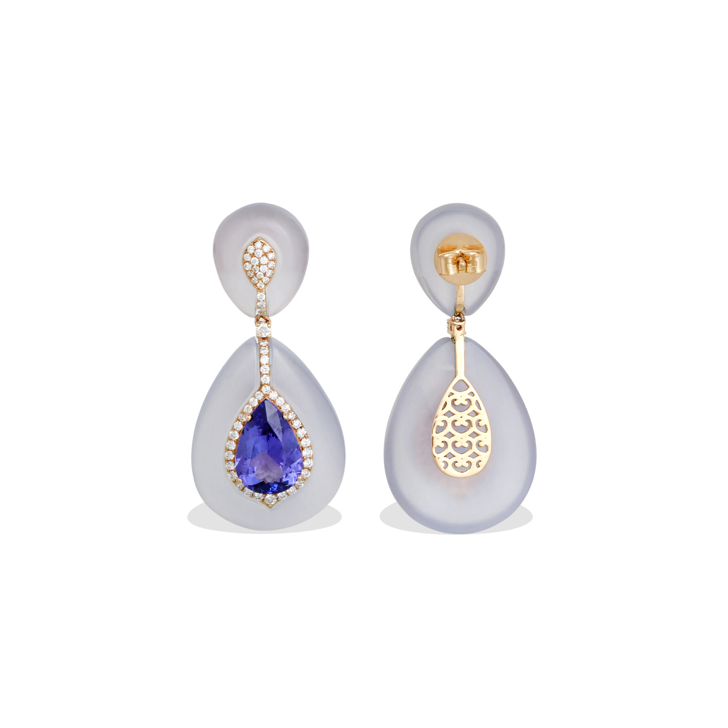 Ruka Chalcedony and Tanzanite Earrings