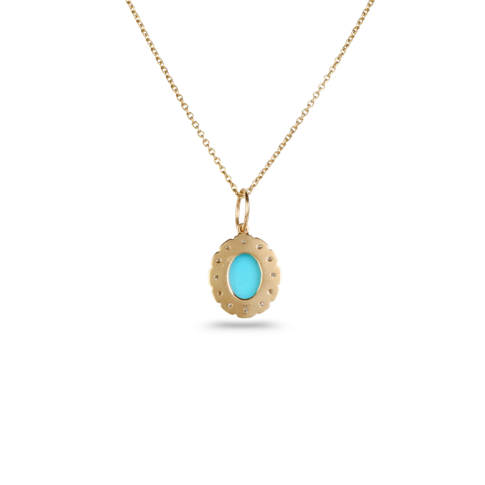 Turquoise Floral 14K Gold Pendant with Diamonds