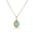 Turquoise Floral 14K Gold Pendant with Diamonds