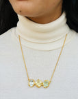 Aqua Three Stone 18 K Gold Plated Silver Necklace