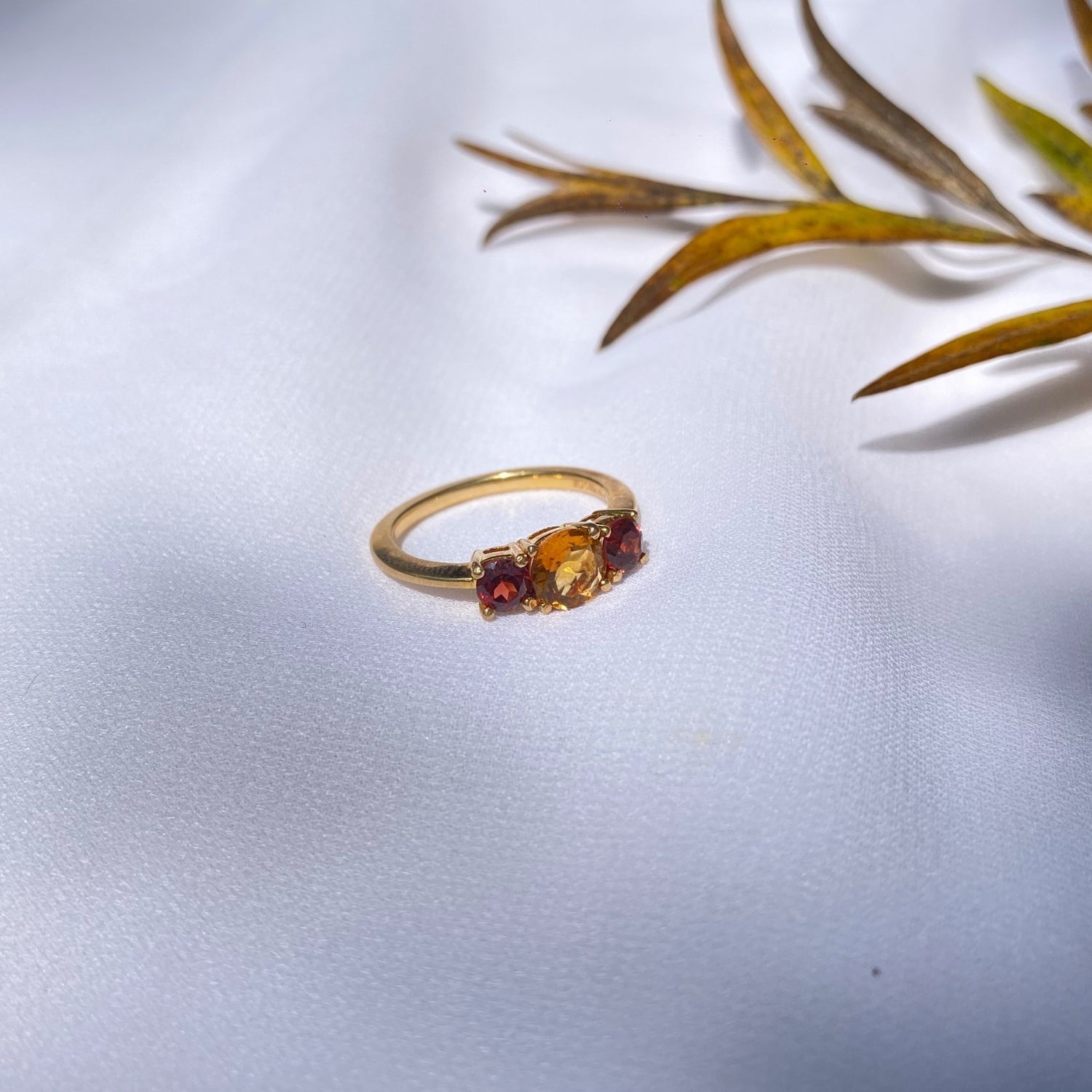 Garnet and Citrine 18K Gold Ring