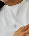 Moonstone Round 14K White Gold Pendant