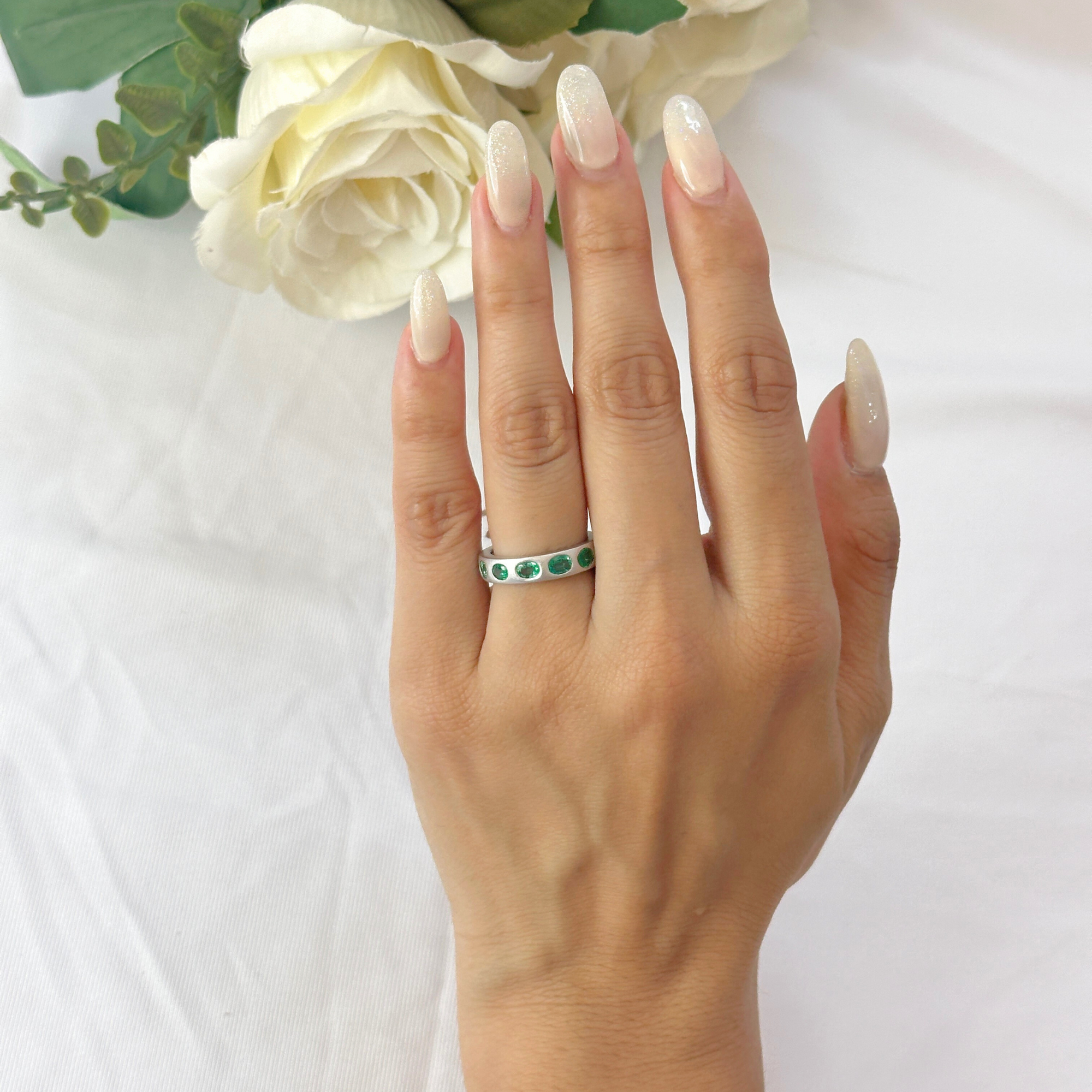 Emerald Bezel Set Ring