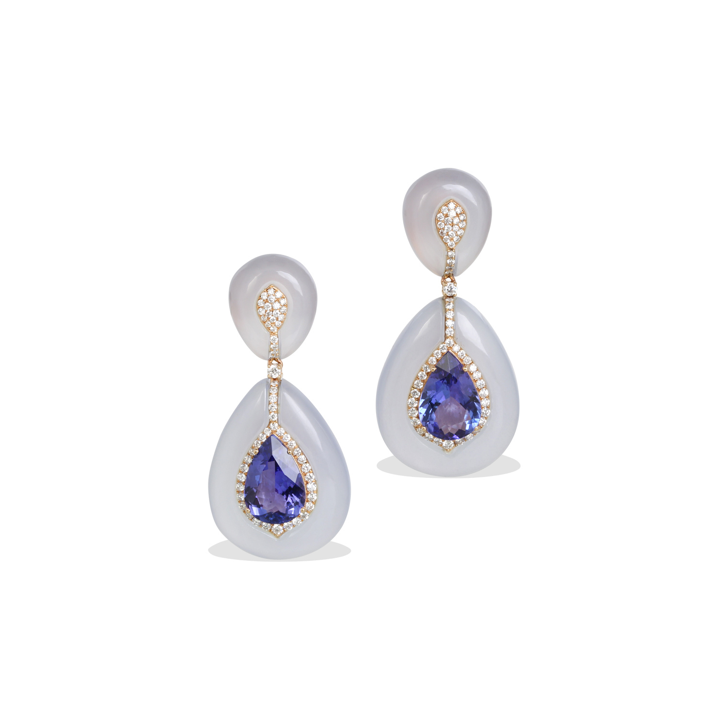 Ruka Chalcedony and Tanzanite Earrings