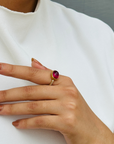 Pink Tourmaline 18K Gold Ring with Diamonds