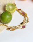Titan 18K Gold Plated Silver 925 Tourmaline Layered Bracelet
