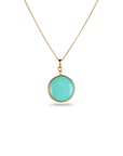 Turquoise Round 18K Gold Pendant with Diamond