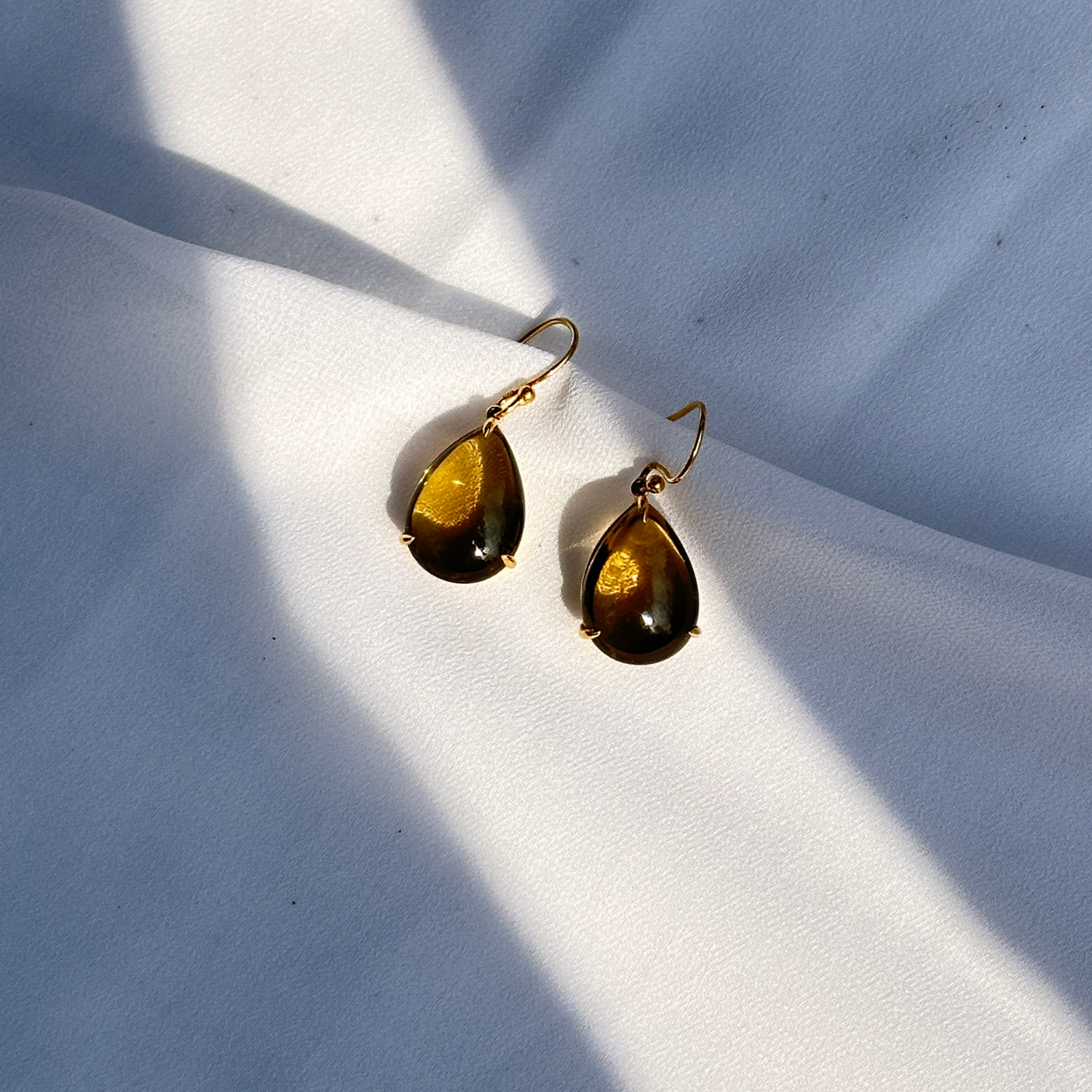 Smokey Quartz 18K Gold Earrings