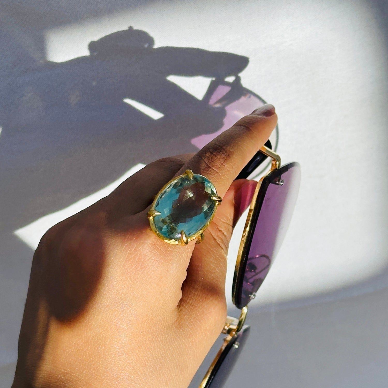 Harper Green Amethyst 18k Gold Plated Silver 925 Ring