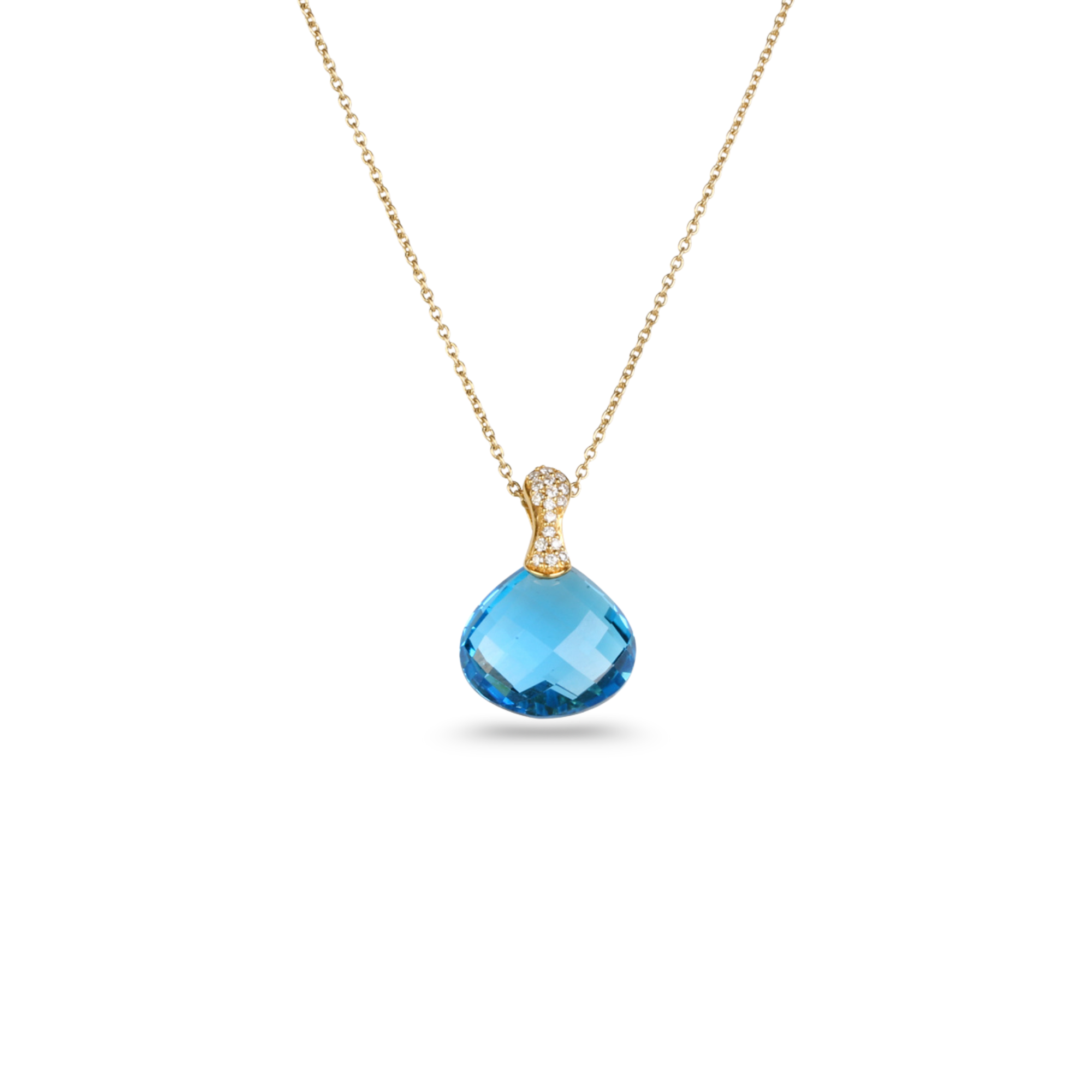 Blue Topaz 18K Gold Pendant with Diamonds