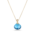 Blue Topaz 18K Gold Pendant with Diamonds