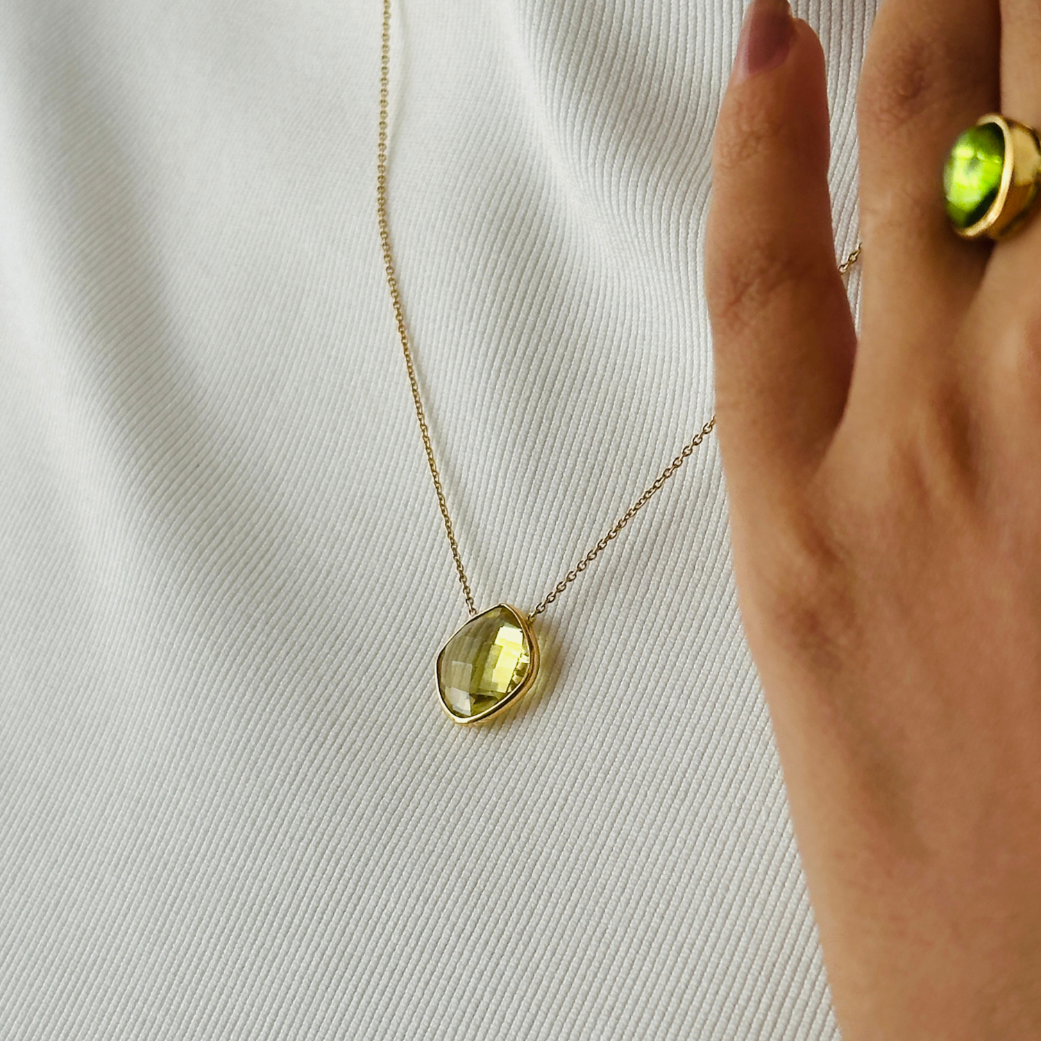 Lemon Quartz 18K Gold Pendant Necklace