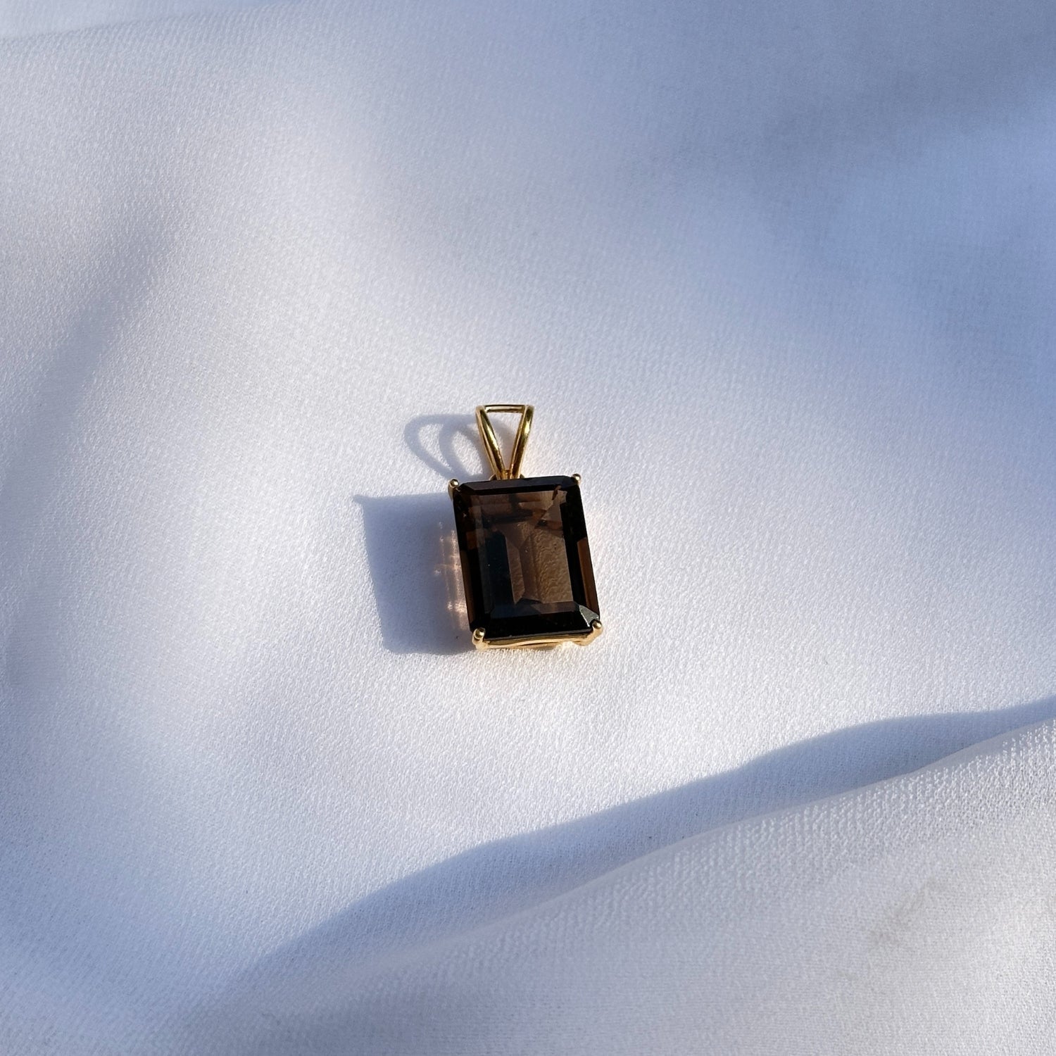 Smokey Quartz 18K Gold Pendant