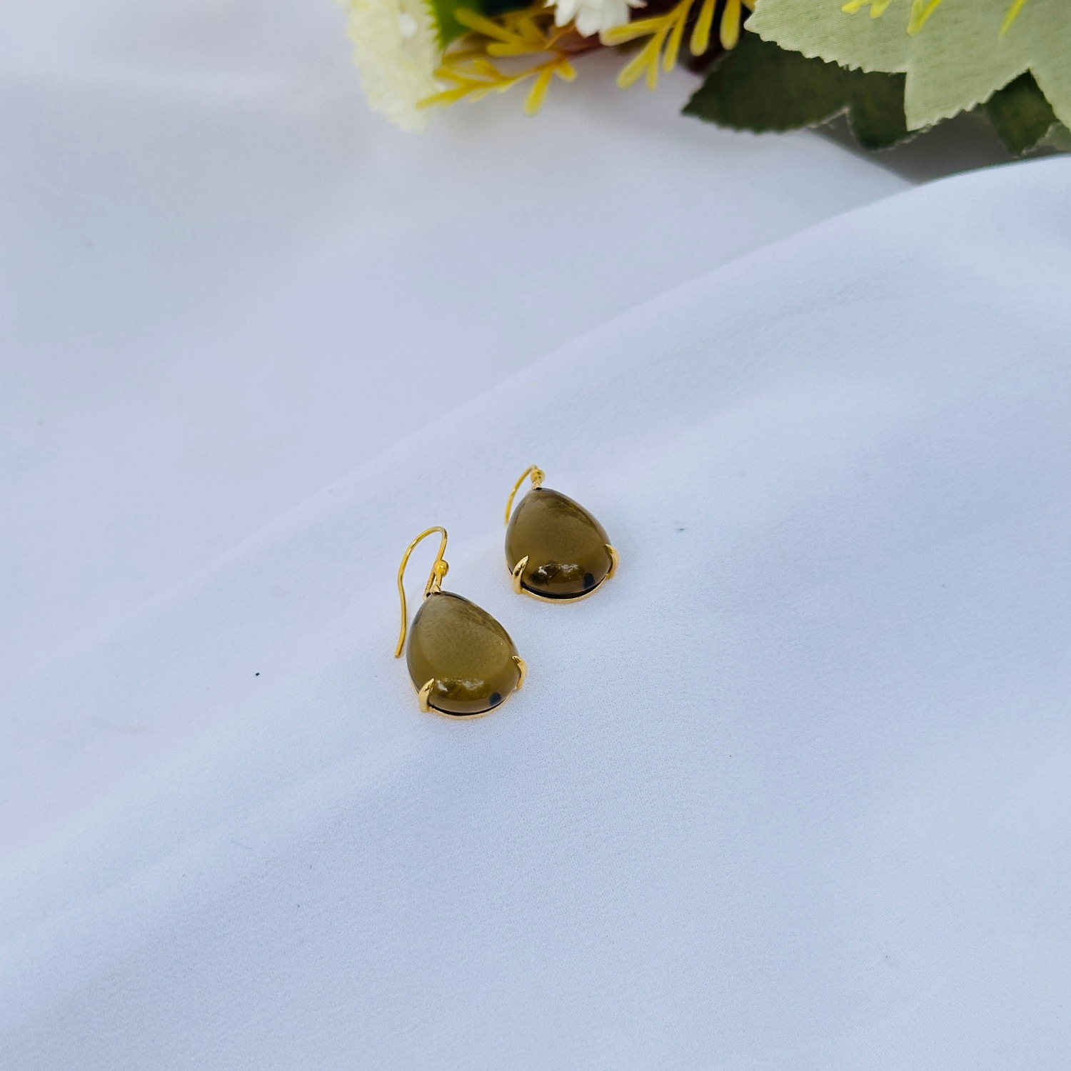 Smokey Quartz 18K Gold Earrings