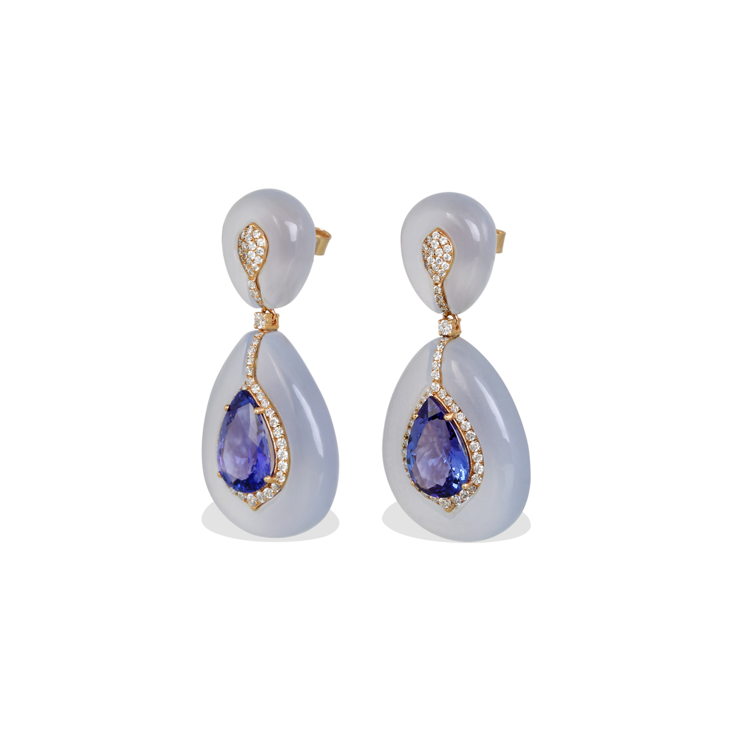Ruka Chalcedony and Tanzanite Earrings