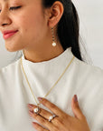 Pearl & Black Diamond Drop 18K Gold Earrings