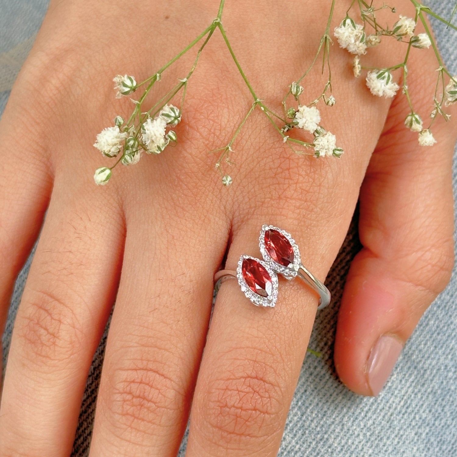 Palermo Garnet, Peridot, Blue Topaz & Citine Gemstone Silver 925 Ring