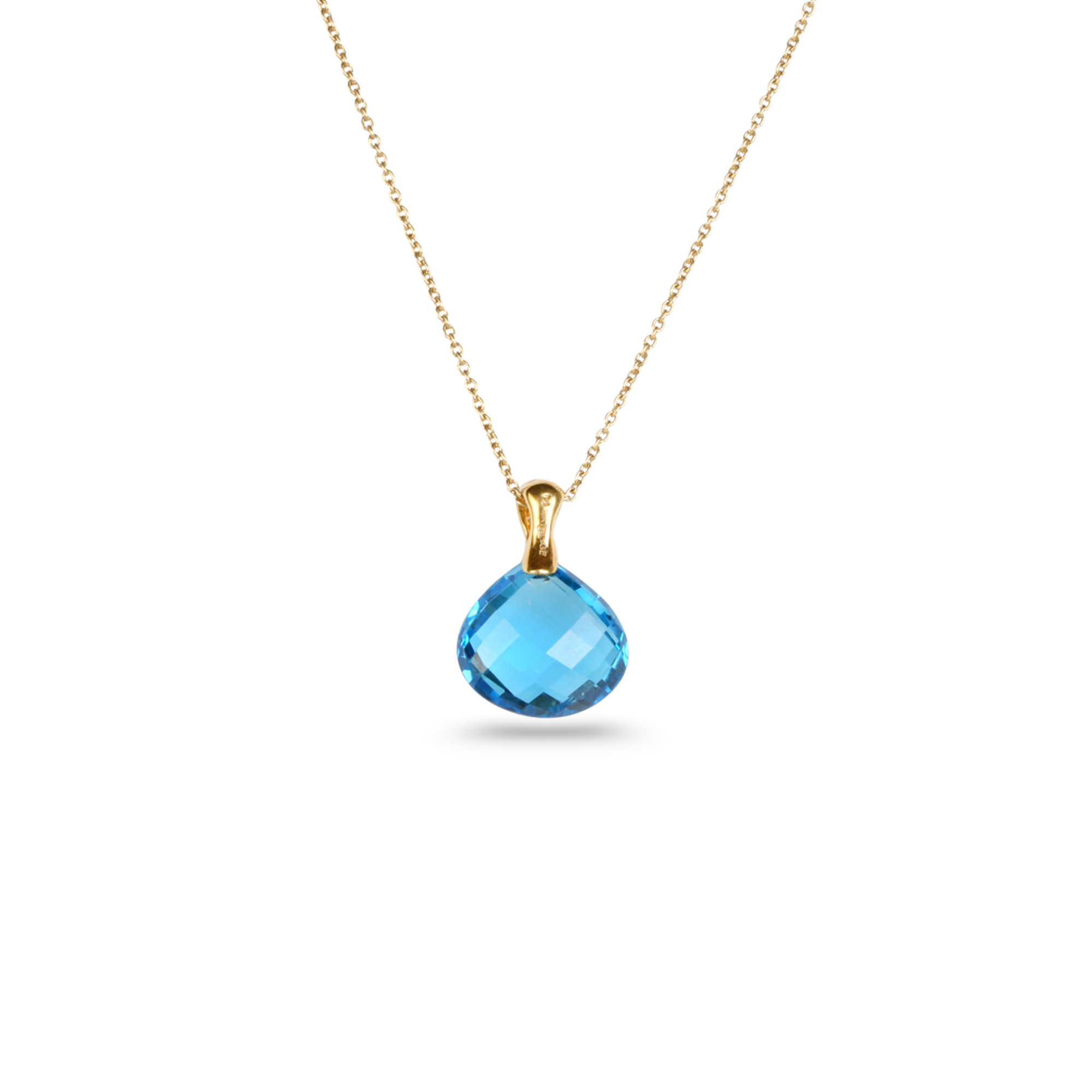 Blue Topaz 18K Gold Pendant with Diamonds